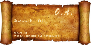 Oszaczki Ali névjegykártya